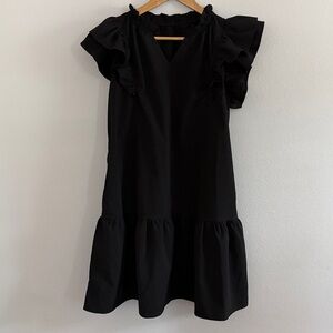 Black Ruffle Sleeve Dress